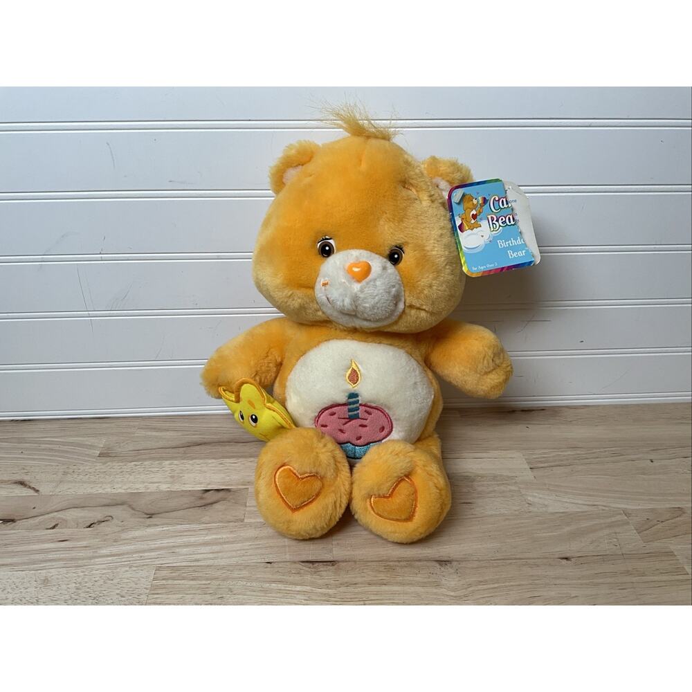 BAD TAGS 13" PLUSH ORANGE BIRTHDAY CUPCAKE CANDLE 2003 CARE BEAR STAR BUDDY TOY